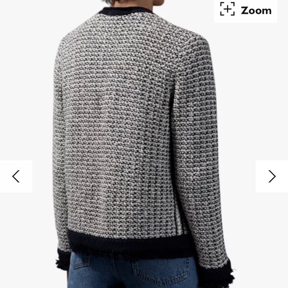 Jigsaw | Boucle Tweed Jacket | Fringe Detail | Navy | Size Small - Picture 4 of 13